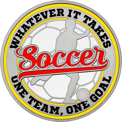 Red "Soccer" with Yellow Outer Circular Borders